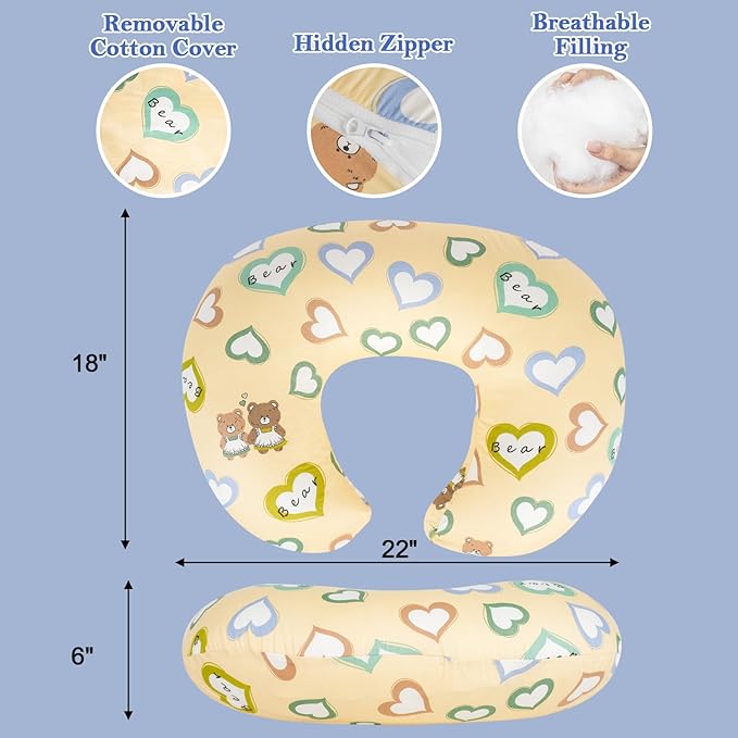 Nursing Pillow & Breastfeeding Pillow ??Ergonomic C-Shape for Breastfeeding & Bottle Feeding, Standard Size Breathable with Washable Cover, Hypoallergenic,Tummy Time & Sitting Support (0-12 Months)