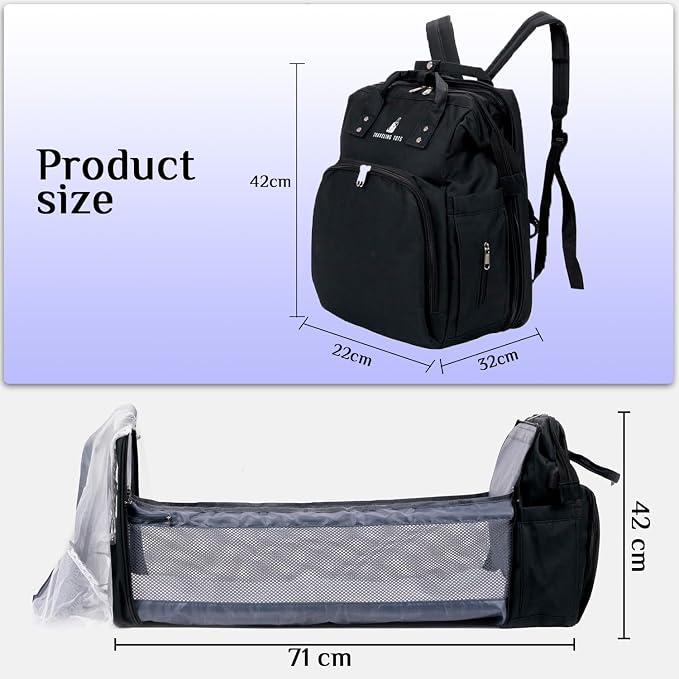 Diaper Bag Backpack, Waterproof Multifunctional Baby Diaper Bag w/Changing Station for Boys & Girls, USB Charging Port, Large Capacity Travel Baby Bag for Mom Dad w/Insulated Bottle, Black