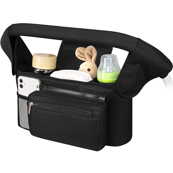 Accmor Universal Stroller Organizer with Insulated Cup Holder Detachable Phone Bag and Shoulder Strap,Stroller Bag Caddy Organizer Fits for Uppababy, Baby Jogger, Britax Strollers