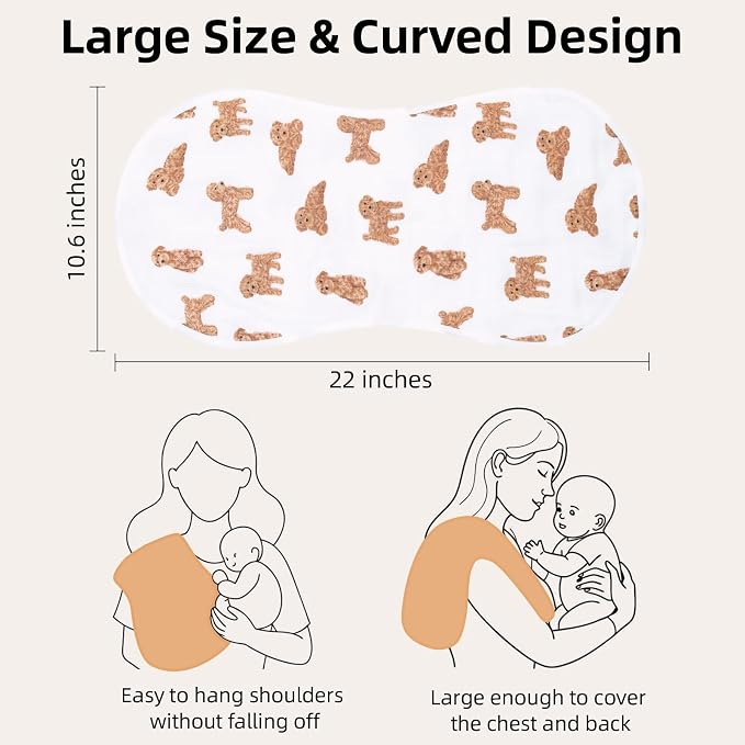 LifeTree Muslin Baby Burp Cloths - 2 Pack 70% Viscose from Bamboo and 30% Cotton Large 22'' by 10.6'' Absorbent Milk Spit Up Rags - Burping Cloths for Newborn, Girls Boys, GoldenRetriever & PoodleDog