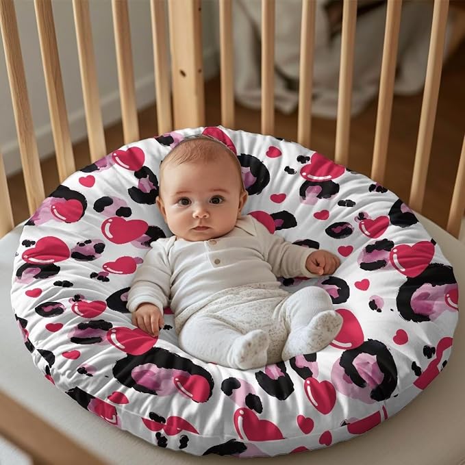 Pink Heat Leopard Nursing Pillow Cover Case Plush Breathable Breastfeeding Pillow Slipcover Fits Nursing Pillow Super Soft Snug Positioners for Baby Boy Baby Girl Feeding Cushion Cover