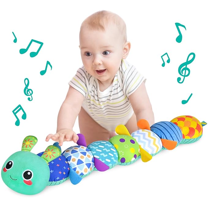 KMUYSL Baby Toys 0-6 6-12 Months, Sensory Music Animal Stuffed Toy for 0 1 2 3 4 5 6+ Months, Plush Toy with Crinkle and Rattles for Infant Newborn, Tummy Time Toys Gifts for 0-3-6-12 Month