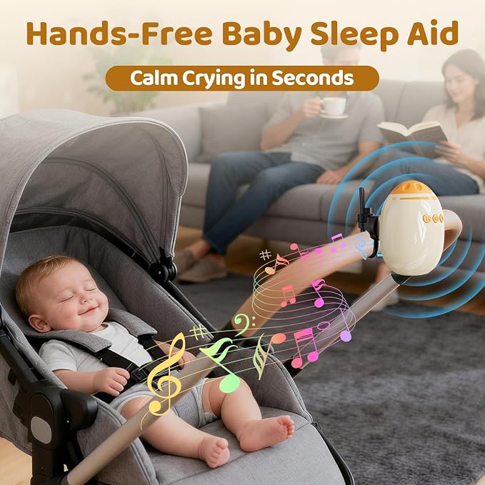 Baby Stroller Rocker with Adjustable Vibration Levels,11 Calming Melodies,Hands Free Shaker Rechargeable,Portable Crib Sleep Soother for Most Stroller,Car Seats & Baby Gear