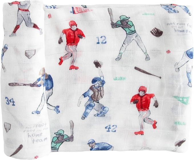 Little Unicorn – Homerun Deluxe Swaddle | Single | 100% Rayon Muslin from Bamboo | Super Soft | Newborns and Infants | Large 47” x 47” | Machine Washable