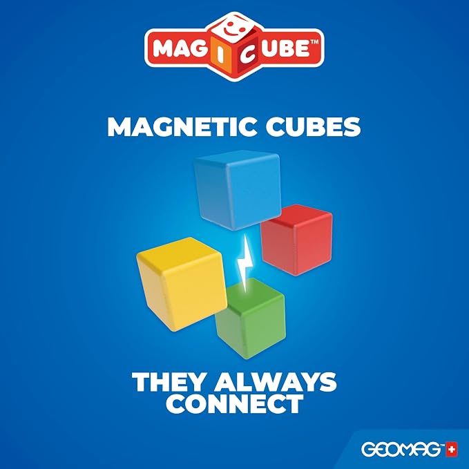 Geomag Magicube 8pcs Magnetic Blocks - Magnetic Building Blocks for Toddlers 1-3, Montessori Toys for 1+ Year Old, Autism Sensory Product, Magnets for Kids