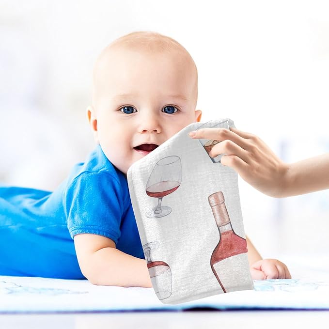 vvfelixl Whiskey Bottles Glasses Baby Burp Cloths Baby Muslin Washcloths for Boys Girls Cotton Baby Face Towel for Newborn Infants Soft and Absorbent 11.8 X 11.8 in, 5 Pack
