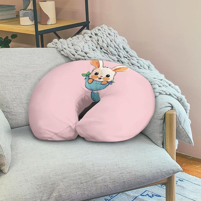 Rabbit Pink Nursing Pillow Slipcover Sleeve, Breathable & Skin-Friendly Nursing Pillow Cover for Breastfeeding Mom, Pillow Not Included