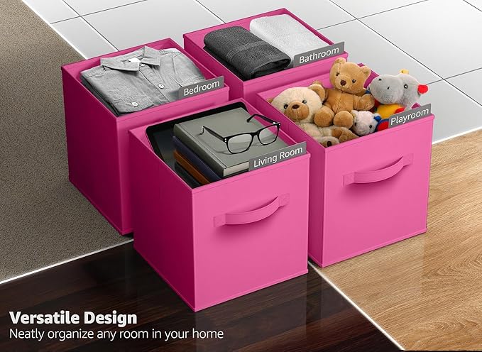 Sorbus Fabric Storage Cubes - 6 Foldable Storage Bins for Organizing Pantry, Cubbies, Toy Box - Clothes Storage & Closet Organizer - 13 Inch Collapsible Cube Baskets for Shelves with Handle