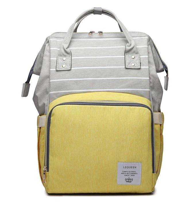 Diaper Bag Backpack Waterproof Multi-Function Diaper Bag for Baby Care Travel Essentials Baby Bag for Mom Large Capacity Yellow