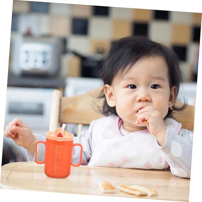 DECHOUS Double Handle Drinking Cup with Straw Boy Girl Water Cup Durable Lightweight and Ergonomic Design for Easy Grip for Milk and Water Training