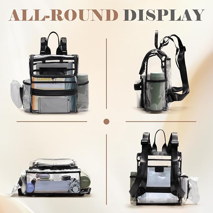 MOMINSIDE Diaper Bag Backpack Small Diaper Bag,Mini Diaper Bag, Clear Bag for Stadium Events Small Clear Bag 12x6x12 for Girls Boys Moms Dads Adult Concert Sports Bag