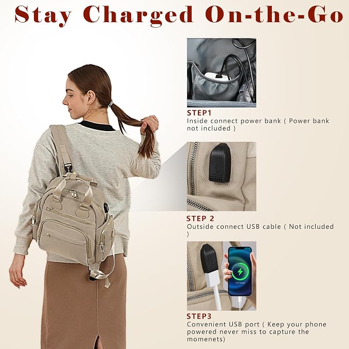 Diaper Bag Backpack Travel Baby Bag with Changing Pad,13 Pockets, Insulated Pockets,USB Charging Port,Baby Shower Essentials,Khaki