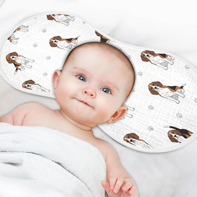 2 Pack Muslin Burp Cloths Beagle Dogs Paw White Cotton Baby Burp Cloths Extra Absorbent and Soft Spit Up Rags for Baby Boys Girls 22x11 Inch