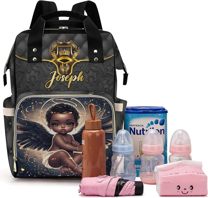 Custom Diaper Bag with Name Personalized Multifunctional Mommy Backpack for Shoulders Outdoor Backpack for Newborn Baby Crown-Thermal Pockets Nursing Bags