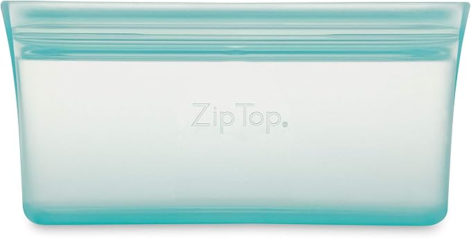 Zip Top Reusable Food Storage Bags | Snack Bag [Teal] | Silicone Meal Prep Container | Microwave, Dishwasher and Freezer Safe | Made in the USA