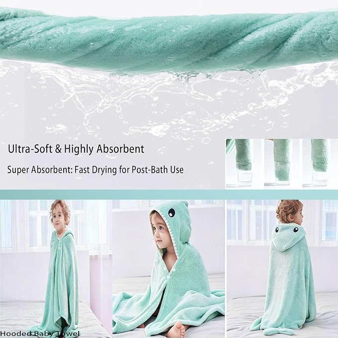 Toddler Baby Bath Towel with Hood 27.5"X55" Ultra Absorbent Soft Cozy Comfort Bathrobe Blanket, 0-6 Years Infant Shower Towel for Girls & Boys(Mist Tree)