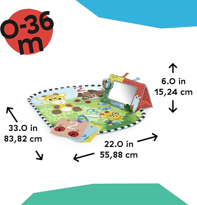 Baby Einstein Discovery Garden Tummy Time Mat & Mirror, Ages 0-6 Months, Multisensory