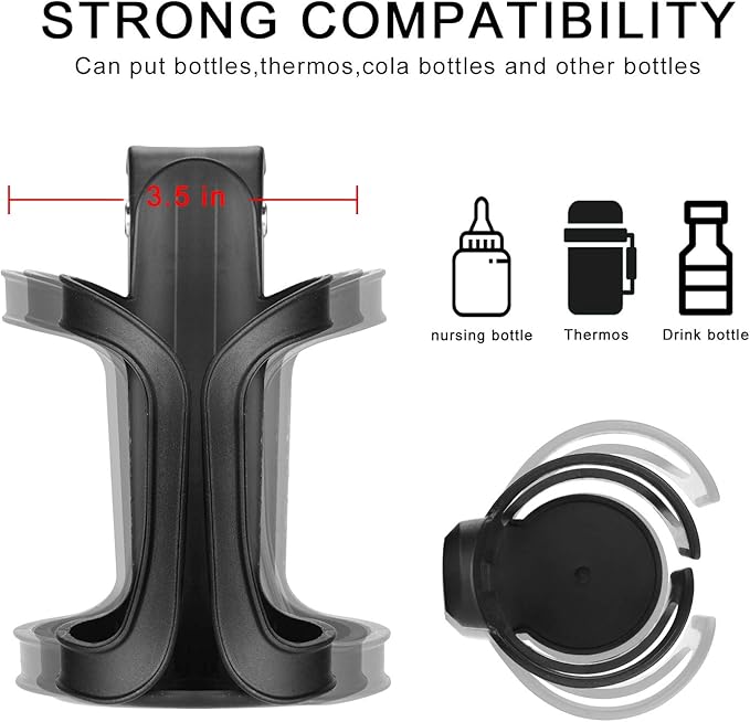 Accmor Stroller Cup Holder, Universal Cup Holder for Uppababy, Nuna, Doona Strollers, 360 ° Rotatable Bottle Holder for Stroller, Wheelchair, Walker