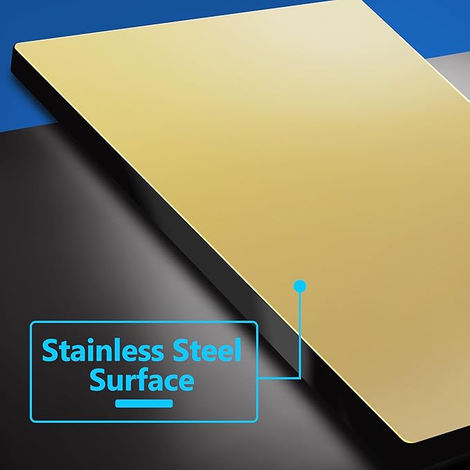 LIDER Blank Screwless Metal-Surface Wall Plate, Temperature and Impact Resistant, Stainless Steel, Modern Decoration Upgrade, Mid-Size 1-Gang 4.88" x 3.11", Polished Brass