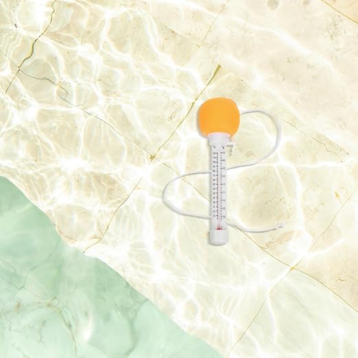 Floating Pool Thermometer Orange with Cartoon Design, Water Temperature Gauge for Bath, Hot Tub and Swimming Pool Use, Easy-Read Floating Bath Thermometer for Newborns
