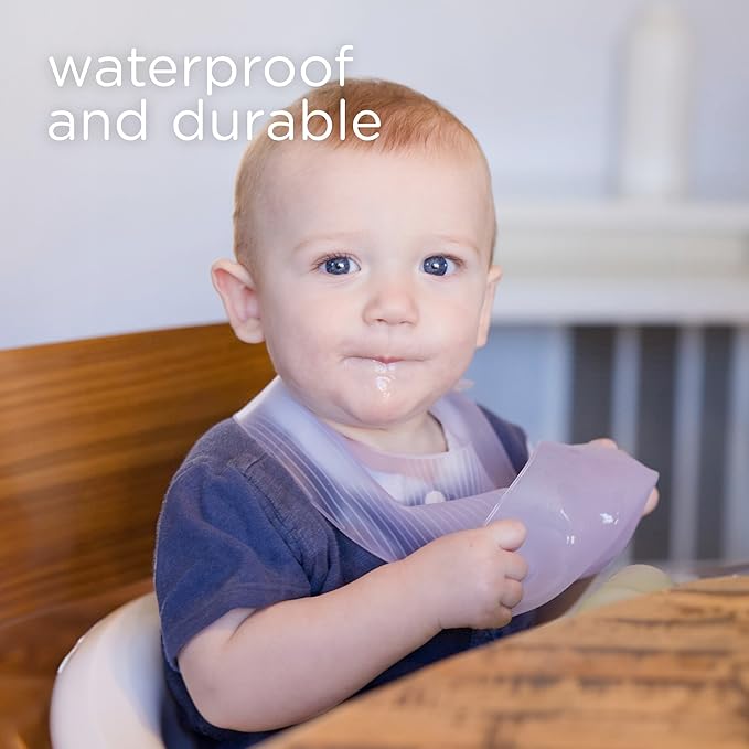 Olababy Fold N Go Silicone Baby Bib w Travel Case | Lightweight Design Eases Pressure Bruising for Infants & Toddlers