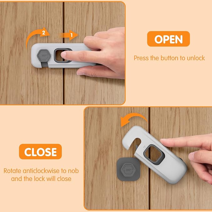 8 Pack Cabinet Locks Baby Proofing, Multi-Purpose Child Proof Cabinet Locks with Strong Adhesive, Safety Baby Locks for Cabinets, Baby Safety Locks for Cabinets, Kitchen Toddler Cabinet Locks