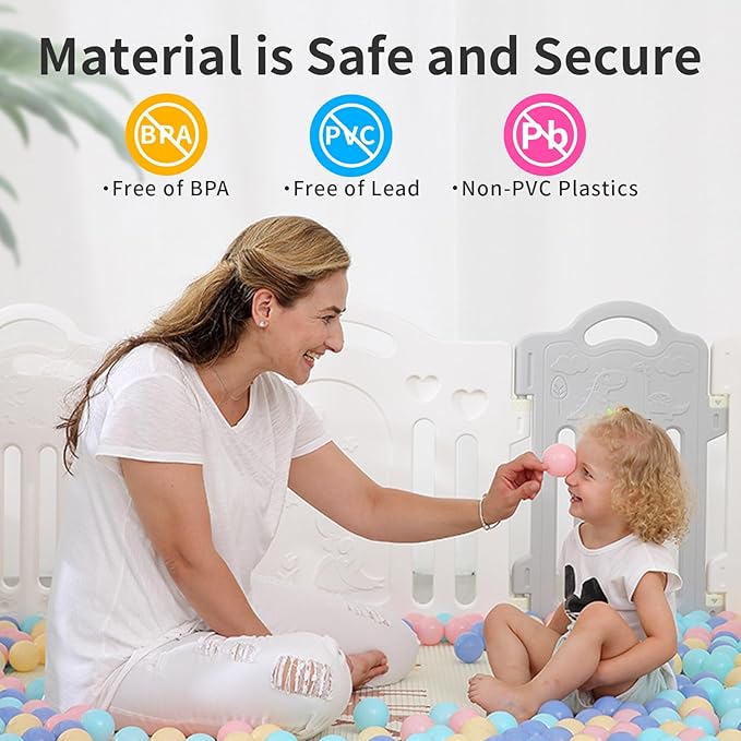 Ball Pit Balls for Toddlers 1-3, 100pcs Crush Proof Plastic Balls for Girls Ball Pit, BPA Free Non-Toxic Play Balls for Baby Pool, Playhouse, Tent, for Dogs & Pets, White, Pink Macaron Colors