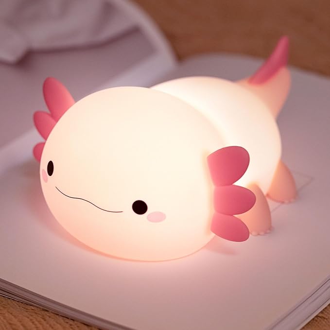 Axolotl Night Light for Kids,Cute Axolotl lamp Gifts Rechargeable light Table Lamp Bedside Lamp,LED Animal Silicone Nursery Night Lamp Cute Room Decor Night Light for Kids Girls Boys
