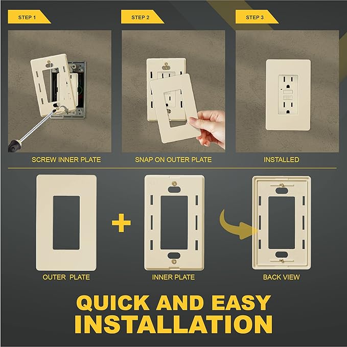 Faith Ivory 1-Gang Screwless Wall Plate (1-pack) | Light Switch Plate or Wall Plate for Electrical Outlet | 1-Gang Wall Plate for Decorator Switches and Receptacles | Heat-Resistant Thermoplastic