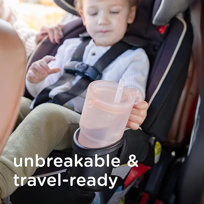 Olababy Clear Sense Silicone Tumbler with Handle & Straw 11 oz, Toddler & Kids Spill Proof Sippy Cup, Leak Resistant, BPA Free Baby Cup, Cupholder Compatible Travel Quencher (Lemon, 1 PK)