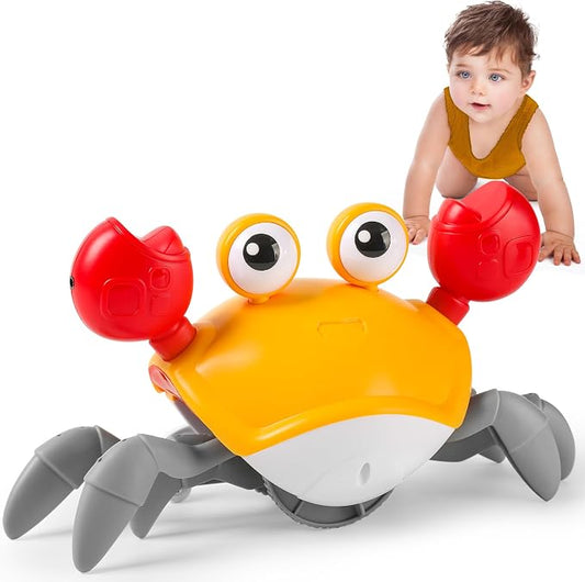 Hirger Crawling Crab Baby Toy, Dancing Walking Crab Tummy Time Toys for Infant 3-12 Month, Toddler Toys for 1 2 3 Year Old Birthday Gift