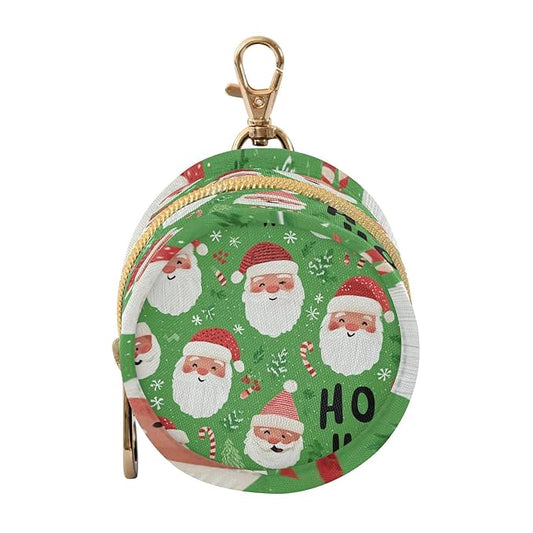 Pacifier Holder with Clip Pacifier Case for Diaper Bag Round Baby Pacifier Pouch Box Bag Portable Bright Green Christmas Santa Claus