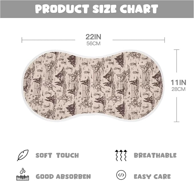 Western Baby Muslin Burp Cloths Set of 1 American Cowboy Muslin Washcloths Cute Milk Spit Up Rags Soft Newborn Towel Burp Cloth Bib for Unisex Boys and Girls, 22 x 11 Inch