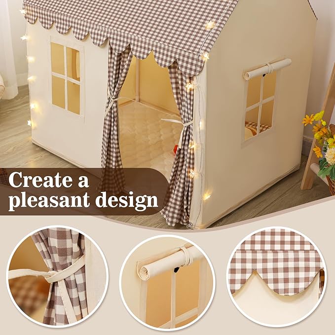 SweHouse Kids Play Tents for Toddlers: with Star Lights, Padded Mat - Indoor Playhouse Tents - Boy Girl Play House Toys for Birthday Gifts