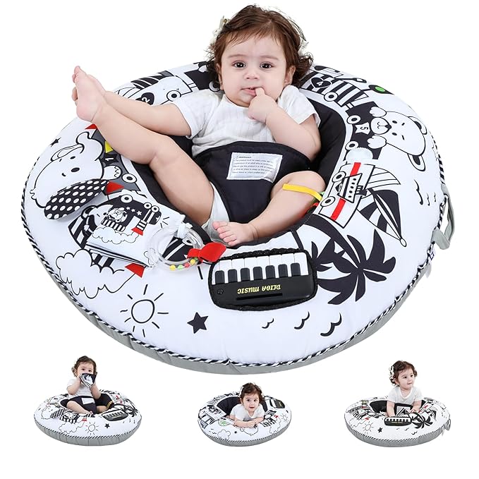 Lovvie & Joy Baby Seat and Play Activity Center Ring,Soft Infant Seats for Sitting Up Chair 0-6 Months Newborns and Older Babies with Toys for Early Sensory Exploration and Motor Skill Development
