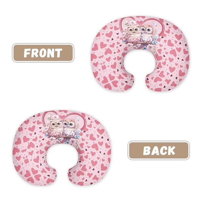 Love Heart Owls Ultra Soft Nursing Pillowcase Skin-Friendly Fabric Bottle & Breastfeeding Pillows Support Cover for Wife New Moms Valentine's Gift