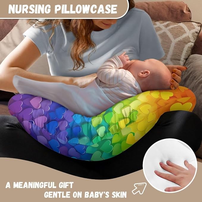 Color Gradient Nursing Pillow Case for Newborn Support for Breastfeeding, Bottle Feeding & Bonding Feeding Pillow Cover Stretchy Comfortable Pillow Slipcover Cover Only