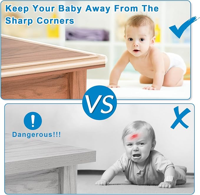 Baby Proofing, 0.6in Edge Protector Strip Clear, Thickened Silicone Soft Corner Protectors with Upgraded Pre-Taped Strong Adhesive, 6.6ft Edge Protectors for Sharp Corners of Cabinets, Tables, Drawers