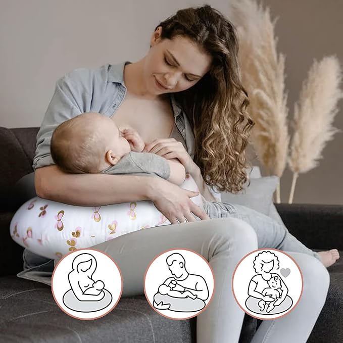 Little Grape Land Nursing Pillow, Breastfeeding Pillows for Mom with Removable Cover and Breathable Filling, Feeding Support Pillow for 0-16 Months, Multifunctional Support Cushion, Butterfly