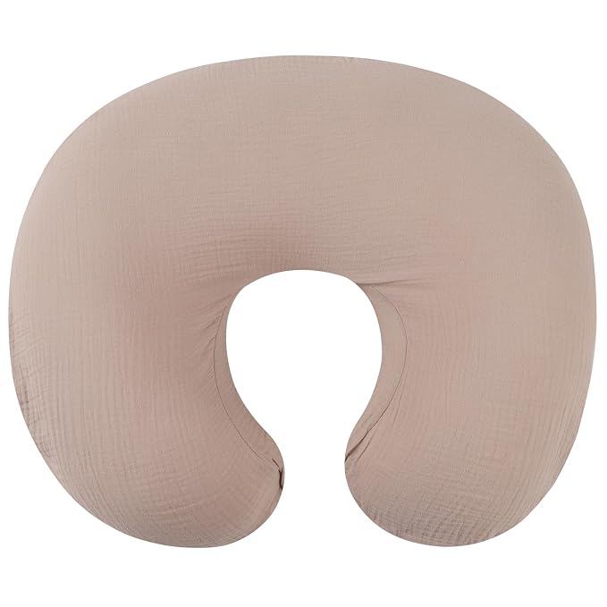Onacosht Muslin Nursing Pillow Cover Soft 100% Cotton Feeding Pillow Slipcover Fits Standard Infant Nursing Pillow for Boy and Girl, Blush