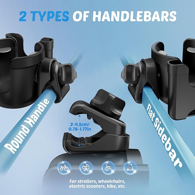 Guiseapue Cup Holder for Walker: Stroller Cup Holder Attachment with Phone Holder, Wheelchair/Stroller Accessories for Rollator, Bike, Scooter, Baby Essentials, First Mother?˜s Day Gifts for New Mom