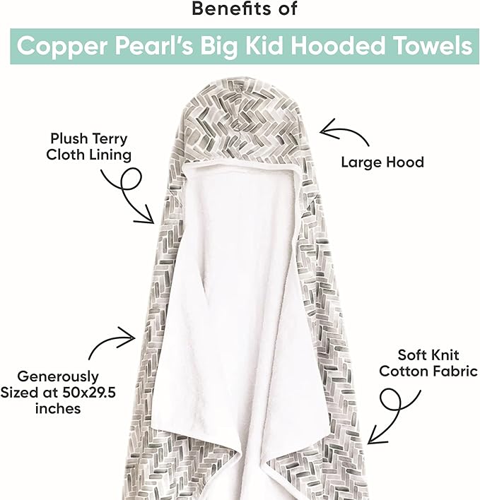 Copper Pearl Hooded Bath Towels Premium Knit/Terry Cloth Toddler Towels with Hood, Pockets, and Cool Designs - Great to Gift and Make Bath Time Fun - Big Kids Hooded Towel, Mabel