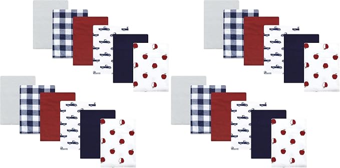 Hudson Baby Unisex Baby Cotton Flannel Burp Cloths Bundle, Apple Orchard, One Size (Pack of 2)