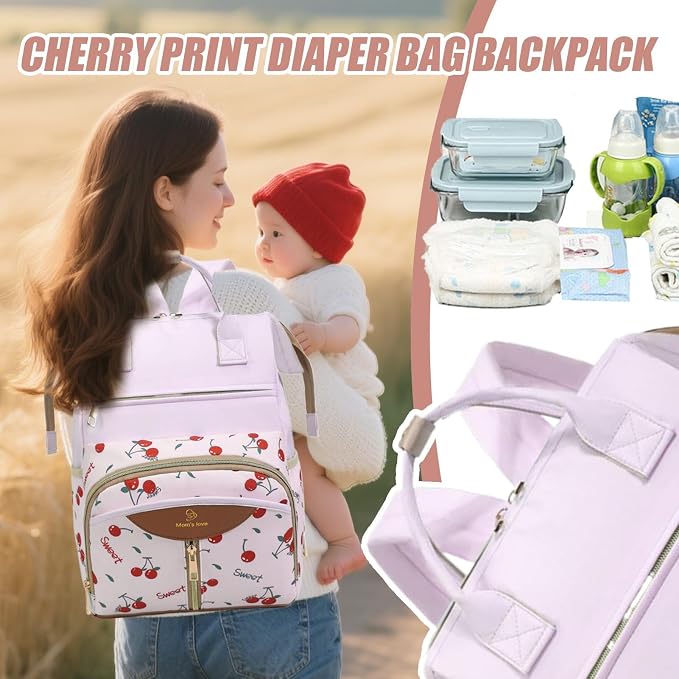 Diaper Bag Backpack, with Waterproof Design, 38x26x18cm, Maternity Nappy Tote, Multi-Pocket Daycare Bag, Spacious & Organized, for Daycare, Travel, Walks, Picnics