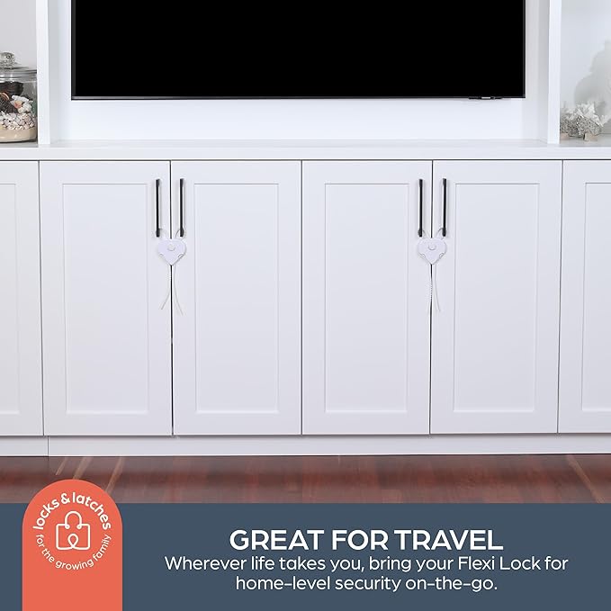 Dreambaby Child Proof Cabinet Locks - Flexi Locks for Baby Proofing Cabinets - Adjustable Fit with Multi-Action Release
