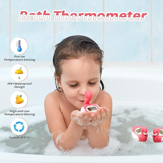 Upgrade Baby Bath Thermometer Baby Safety Baby Thermometer for Infants Bath Temp Thermometer for Baby ℃/℉ Flamingo