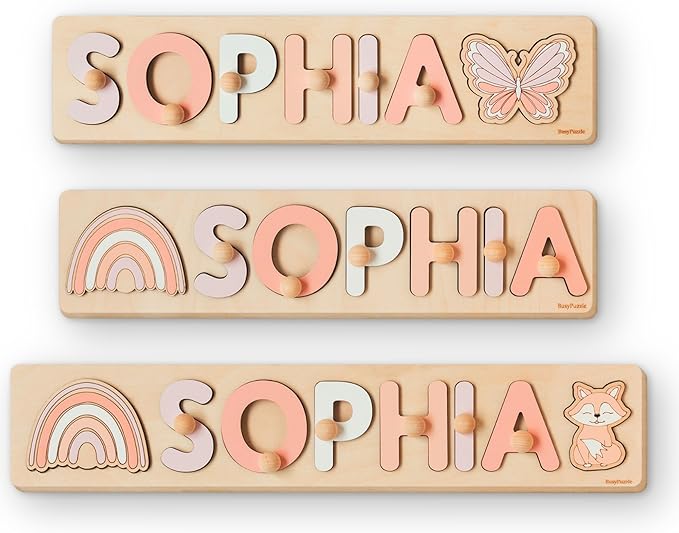 Personalized Name Puzzle Montessori Toys Nursery Decor Customized Puzzle Educational Toy for a 1 Year Old Gifts Kids Name Sign for Nursery Easter Present for Baby