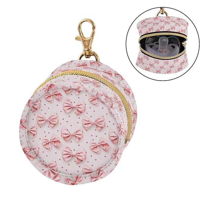 Bows Portable Baby Pacifier Holder Case with Clip for Stroller Diaper Bag Travel A113274