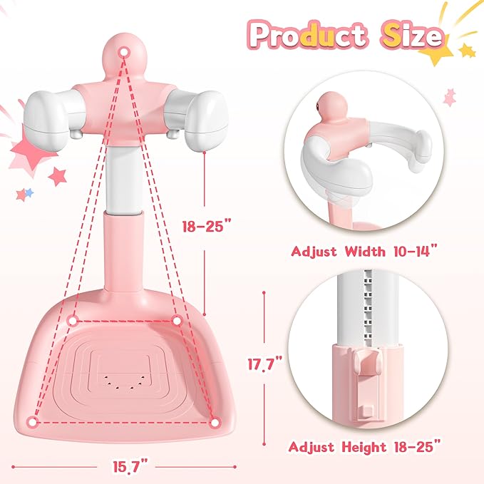 JUNEU Baby Shower Stand, Adjustable Height Baby Bath Stand with Enlarged Anti-Slip Base, Toddler Shower Standing Support, Soporte para Bañera de Bebe, Ideal Gift for Infant 6??6 Months (Pink Duck)