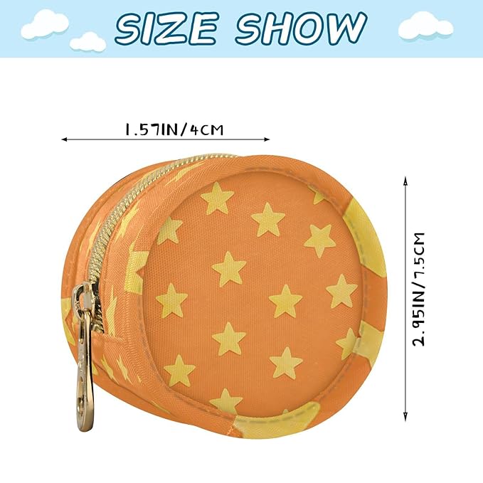 Pacifier Holder with Clip Pacifier Case for Diaper Bag Round Baby Pacifier Pouch Box Bag Portable Orange Stars